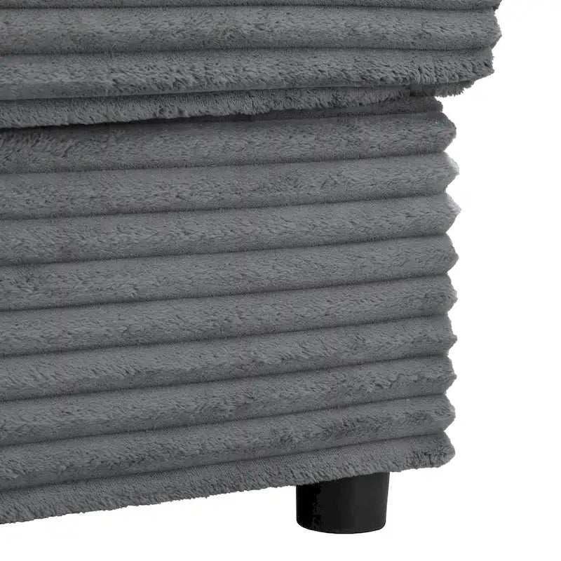 Chaise longue in velluto a costine per 2 con porte USB e portabicchieri – Grigio Scuro / Blu / Beige / Nero