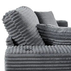 Chaise longue in velluto a costine per 2 con porte USB e portabicchieri – Grigio Scuro / Blu / Beige / Nero
