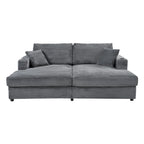 Chaise longue in velluto a costine per 2 con porte USB e portabicchieri – Grigio Scuro / Blu / Beige / Nero