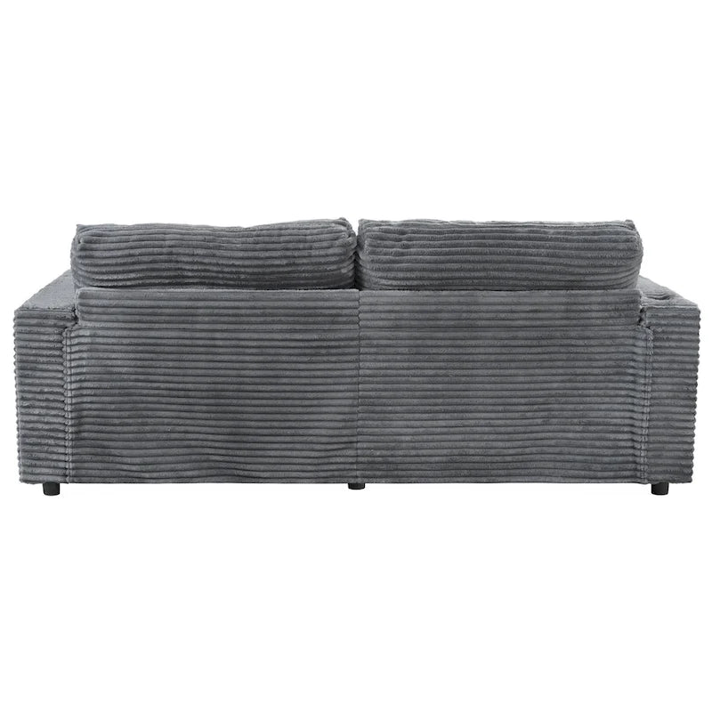 Chaise longue in velluto a costine per 2 con porte USB e portabicchieri – Grigio Scuro / Blu / Beige / Nero