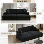 Chaise longue in velluto a costine per 2 con porte USB e portabicchieri – Grigio Scuro / Blu / Beige / Nero