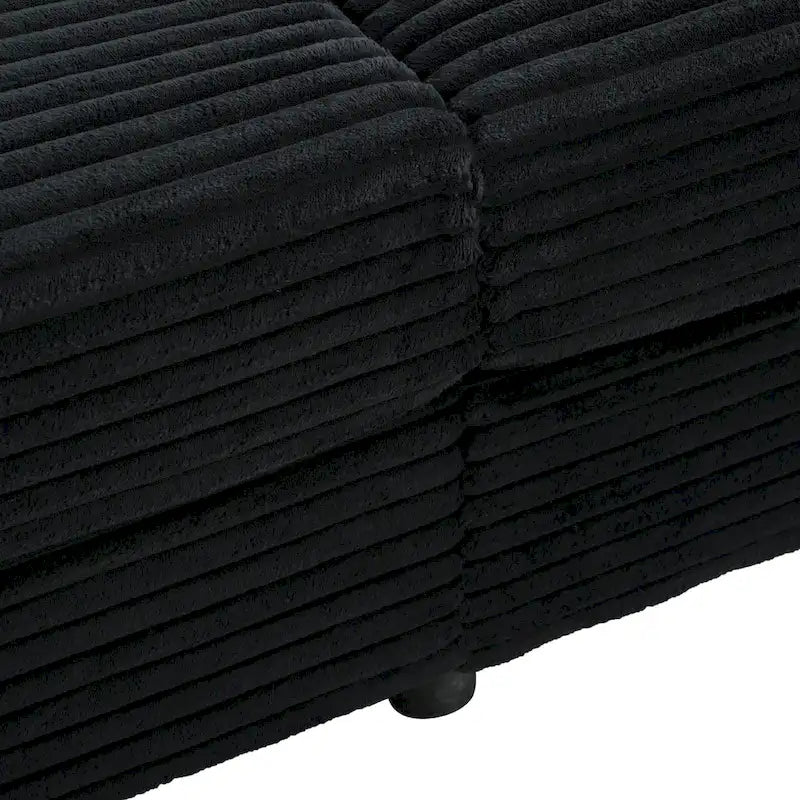 Chaise longue in velluto a costine per 2 con porte USB e portabicchieri – Grigio Scuro / Blu / Beige / Nero
