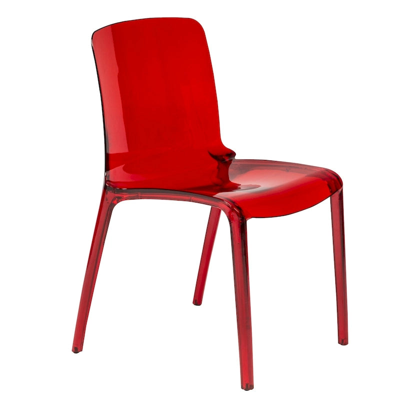 Sedia da pranzo impilabile in plastica trasparente / rossa / nera / blu / arancione, 1 posto