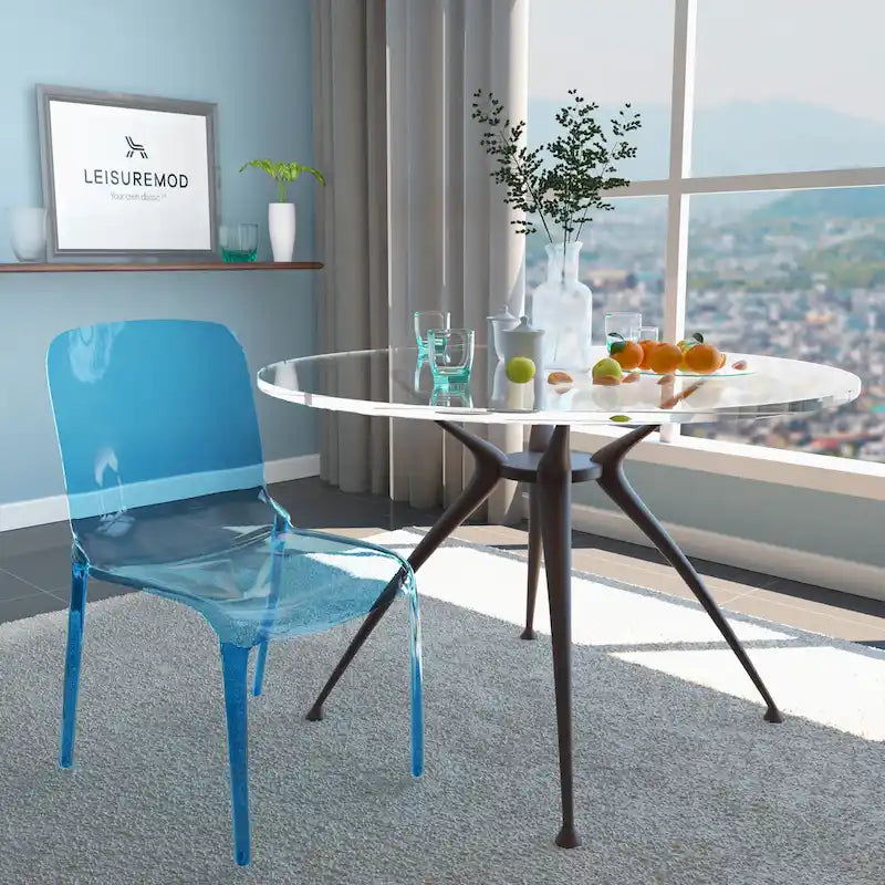 Sedia da pranzo impilabile in plastica trasparente / rossa / nera / blu / arancione, 1 posto