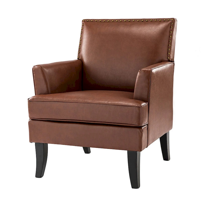 Poltrona moderna, Tessuto in poliestere, Gambe in legno massello, Rivetti, Portata 113 kg
