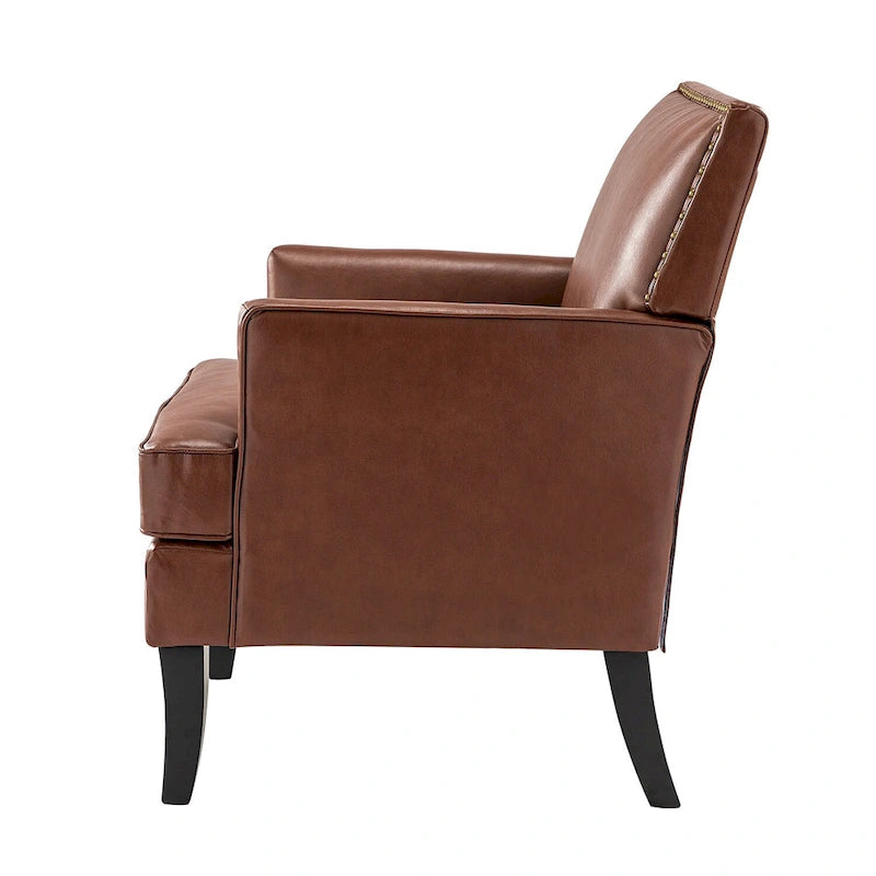 Poltrona moderna, Tessuto in poliestere, Gambe in legno massello, Rivetti, Portata 113 kg