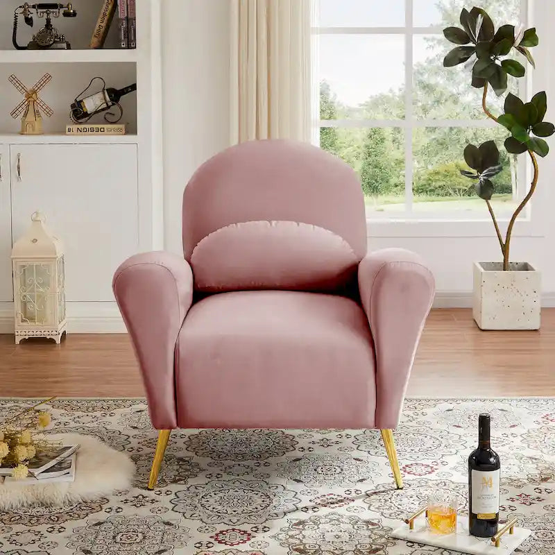 Poltrona in velluto con cuscino – Beige / Rosa / Verde / Blu, Posto singolo