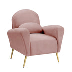 Poltrona in velluto con cuscino – Beige / Rosa / Verde / Blu, Posto singolo