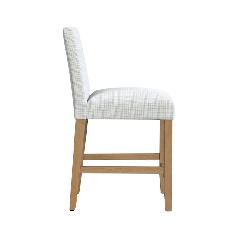 Sgabello da bancone classico imbottito da 25", tessuto a quadri Cream Sage e struttura in legno massello