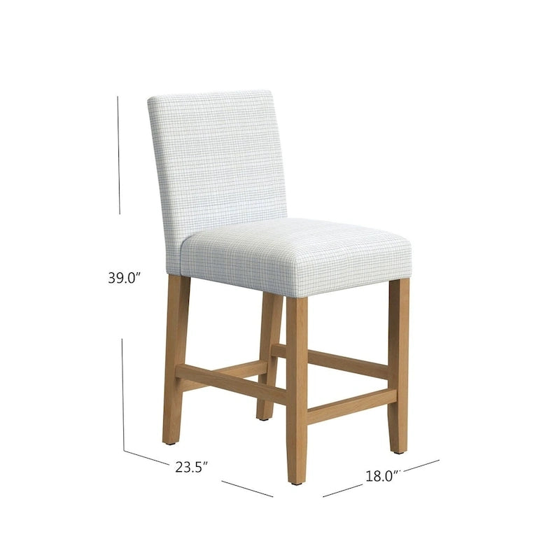 Sgabello da bancone classico imbottito da 25", tessuto a quadri Cream Sage e struttura in legno massello