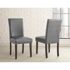 Sedia da pranzo senza braccioli in similpelle grigia, altezza standard, set da 2