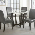 Sedia da pranzo senza braccioli in similpelle grigia, altezza standard, set da 2