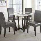 Sedia da pranzo senza braccioli in similpelle grigia, altezza standard, set da 2