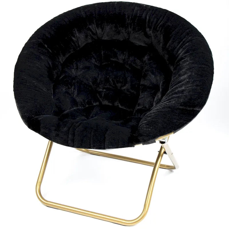 Poltrona a Sacco XL in Ecopelliccia, Base in Metallo, Pieghevole per una Facile Conservazione, 96,5 cm L x 63,5 cm P x 86,4 cm H