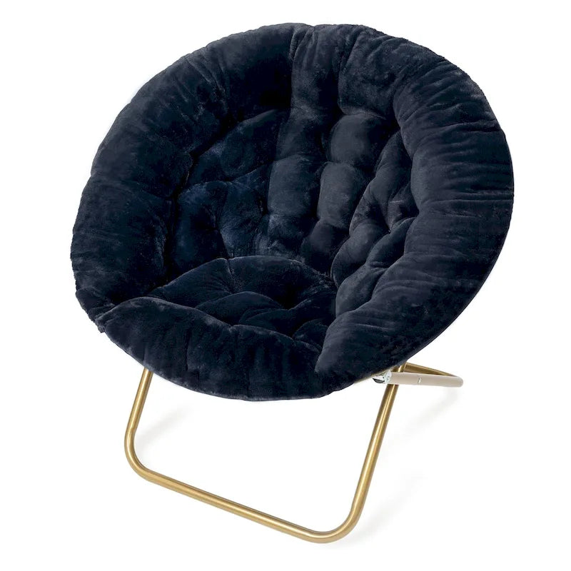 Poltrona a Sacco XL in Ecopelliccia, Base in Metallo, Pieghevole per una Facile Conservazione, 96,5 cm L x 63,5 cm P x 86,4 cm H