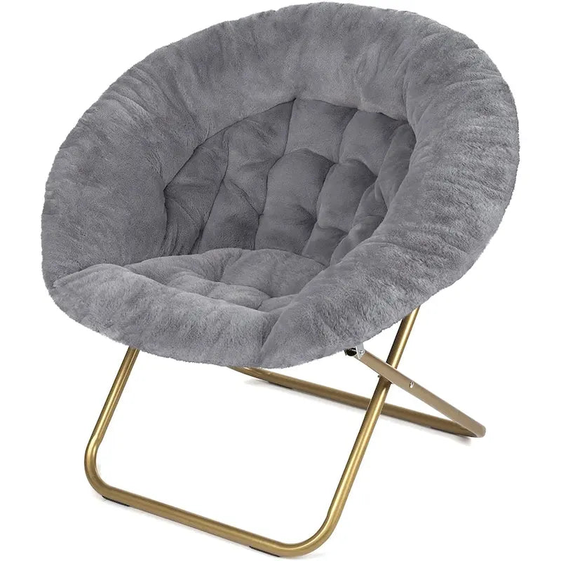 Poltrona a Sacco XL in Ecopelliccia, Base in Metallo, Pieghevole per una Facile Conservazione, 96,5 cm L x 63,5 cm P x 86,4 cm H
