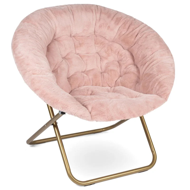 Poltrona a Sacco XL in Ecopelliccia, Base in Metallo, Pieghevole per una Facile Conservazione, 96,5 cm L x 63,5 cm P x 86,4 cm H