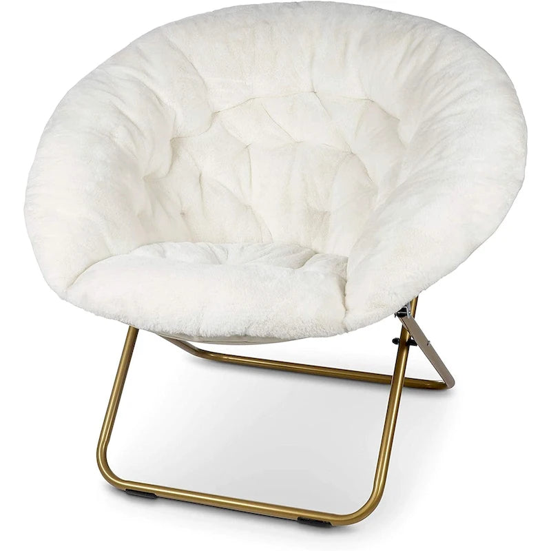 Poltrona a Sacco XL in Ecopelliccia, Base in Metallo, Pieghevole per una Facile Conservazione, 96,5 cm L x 63,5 cm P x 86,4 cm H