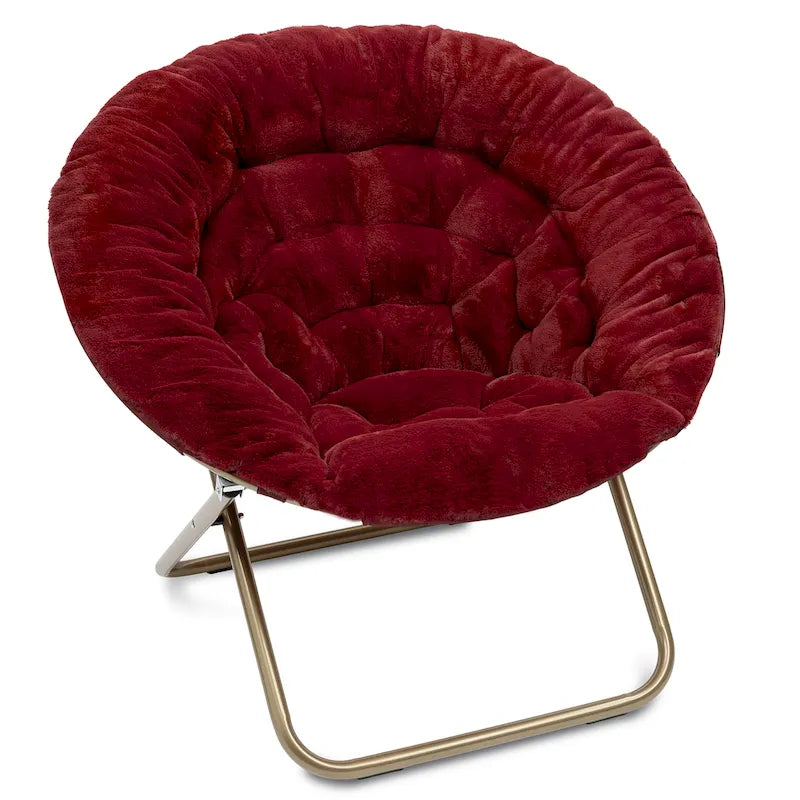 Poltrona a Sacco XL in Ecopelliccia, Base in Metallo, Pieghevole per una Facile Conservazione, 96,5 cm L x 63,5 cm P x 86,4 cm H