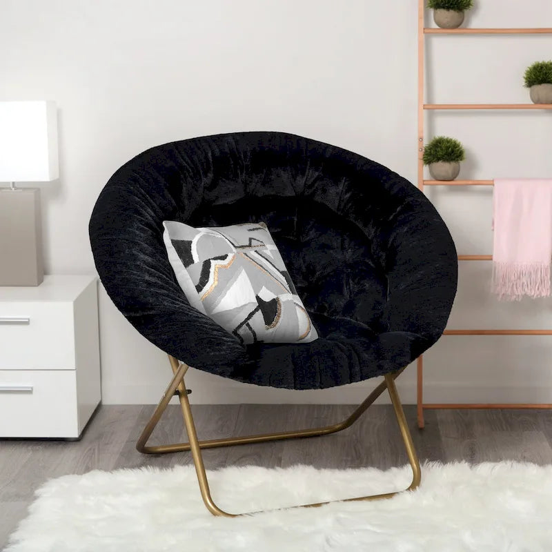Poltrona a Sacco XL in Ecopelliccia, Base in Metallo, Pieghevole per una Facile Conservazione, 96,5 cm L x 63,5 cm P x 86,4 cm H
