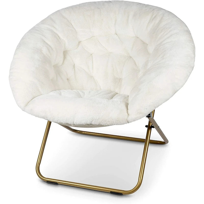 Poltrona a Sacco XL in Ecopelliccia, Base in Metallo, Pieghevole per una Facile Conservazione, 96,5 cm L x 63,5 cm P x 86,4 cm H