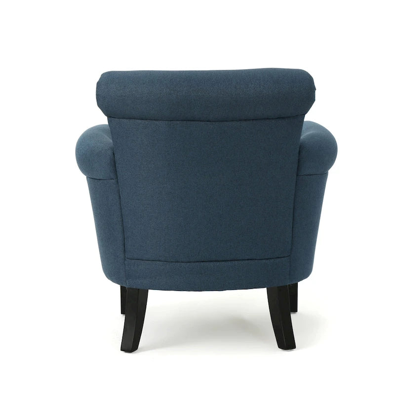 Poltrona Club Contemporanea con Braccioli Arrotondati, Rivetti e Gambe in Betulla, 79 cm Larghezza