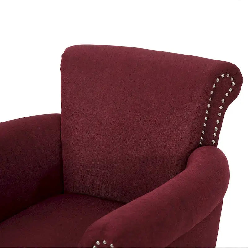 Poltrona Club Contemporanea con Braccioli Arrotondati, Rivetti e Gambe in Betulla, 79 cm Larghezza