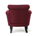 Poltrona Club Contemporanea con Braccioli Arrotondati, Rivetti e Gambe in Betulla, 79 cm Larghezza
