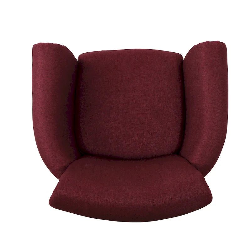 Poltrona Club Contemporanea con Braccioli Arrotondati, Rivetti e Gambe in Betulla, 79 cm Larghezza