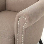 Poltrona Club Contemporanea con Braccioli Arrotondati, Rivetti e Gambe in Betulla, 79 cm Larghezza