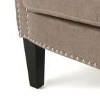 Poltrona Club Contemporanea con Braccioli Arrotondati, Rivetti e Gambe in Betulla, 79 cm Larghezza