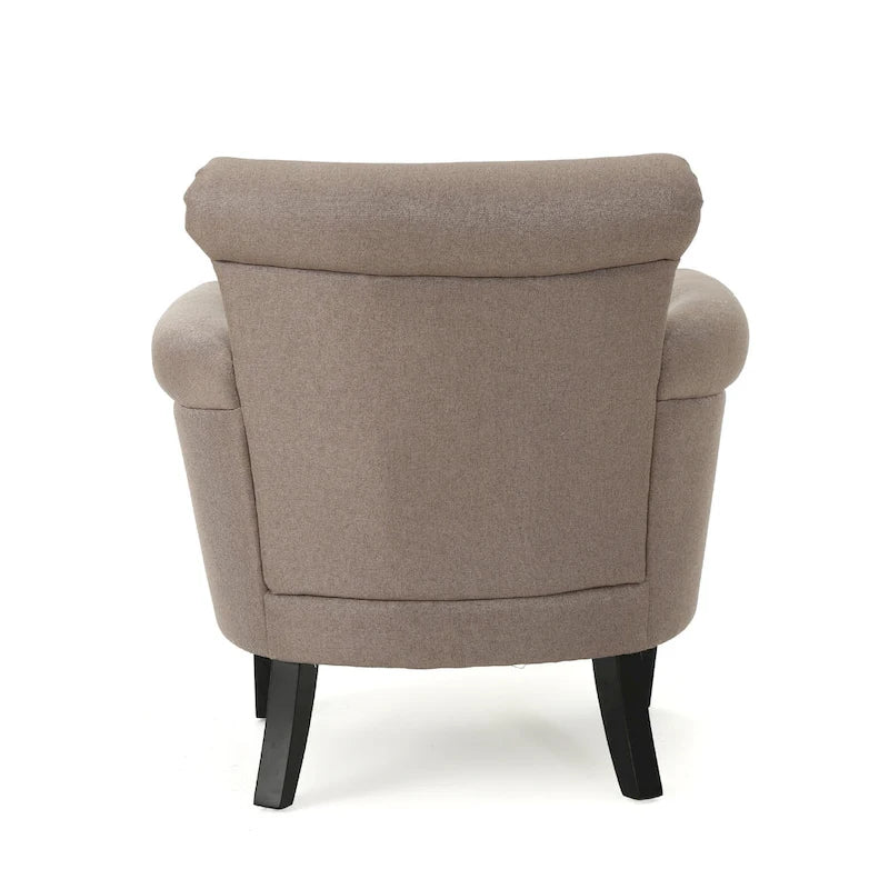 Poltrona Club Contemporanea con Braccioli Arrotondati, Rivetti e Gambe in Betulla, 79 cm Larghezza