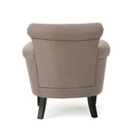 Poltrona Club Contemporanea con Braccioli Arrotondati, Rivetti e Gambe in Betulla, 79 cm Larghezza