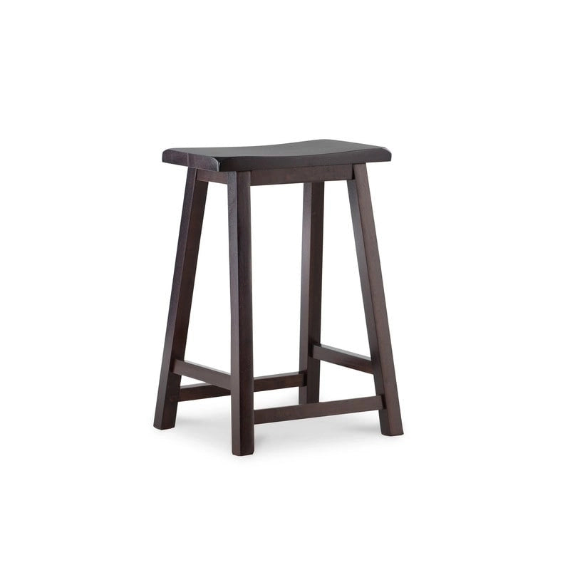 Sgabello da bancone senza schienale con seduta a sella, 24", Marrone scuro, 4 poggiapiedi, Capacità 125 kg