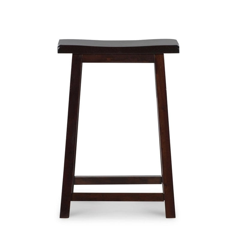 Sgabello da bancone senza schienale con seduta a sella, 24", Marrone scuro, 4 poggiapiedi, Capacità 125 kg