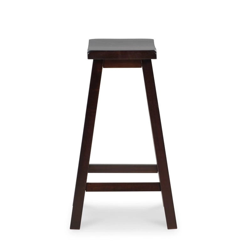 Sgabello da bancone senza schienale con seduta a sella, 24", Marrone scuro, 4 poggiapiedi, Capacità 125 kg