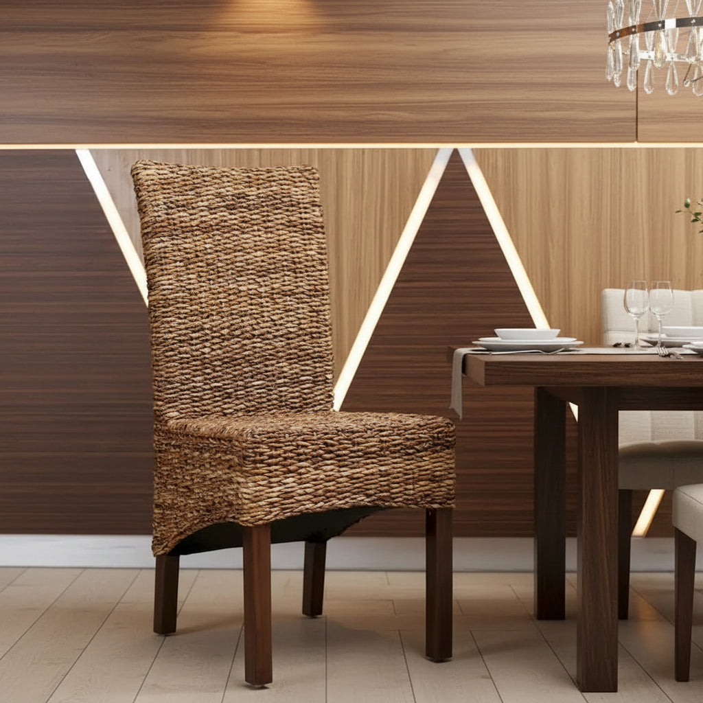 Gaby Woven Banana Leaf /Mahogany Dining Chair (Set of 2)