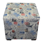 Pouf quadrato trapuntato stampato bianco sporco/blu/rosso/nero – 1 posto