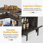Mobile bar a L, tavolo da bar per liquori con contenitore a 2 ripiani - N/A
