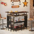 Mobile bar a L, tavolo da bar per liquori con contenitore a 2 ripiani - N/A