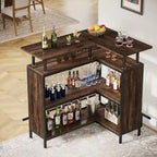 Mobile bar a L, tavolo da bar per liquori con contenitore a 2 ripiani - N/A
