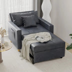Divano letto futon convertibile 3-in-1, telaio in acciaio, tessuto di lino traspirante, 150 kg