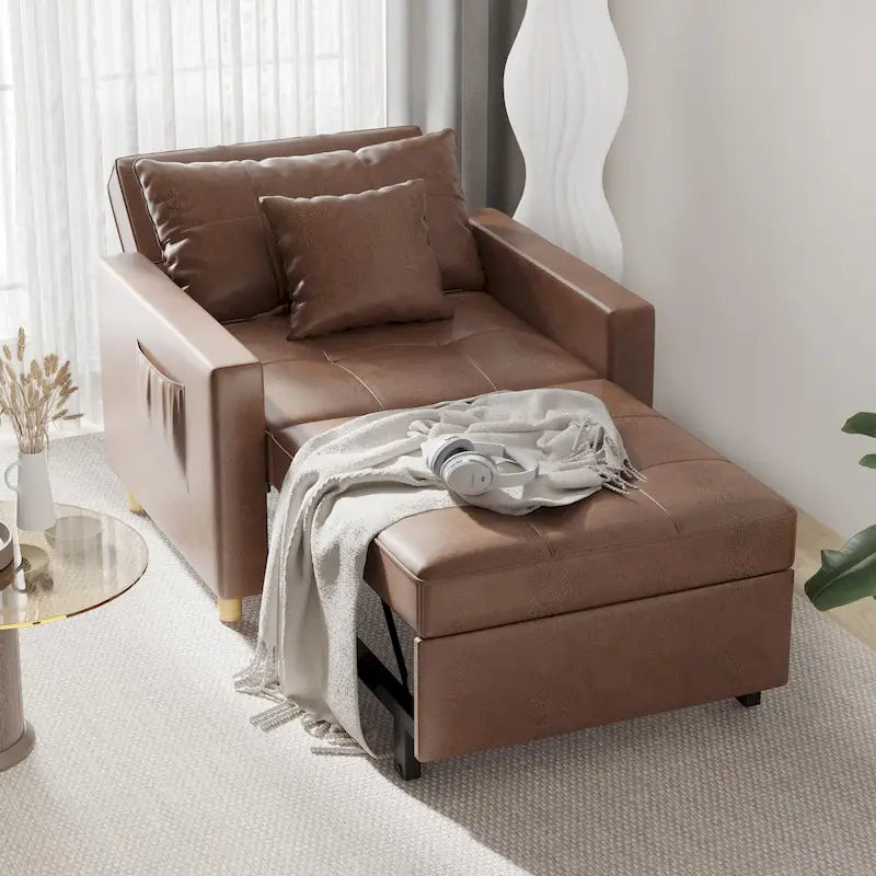 Divano letto futon convertibile 3-in-1, telaio in acciaio, tessuto di lino traspirante, 150 kg
