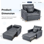 Divano letto futon convertibile 3-in-1, telaio in acciaio, tessuto di lino traspirante, 150 kg