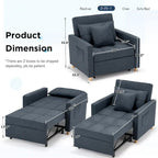 Divano letto futon convertibile 3-in-1, telaio in acciaio, tessuto di lino traspirante, 150 kg