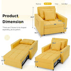 Divano letto futon convertibile 3-in-1, telaio in acciaio, tessuto di lino traspirante, 150 kg