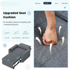 Divano letto futon convertibile 3-in-1, telaio in acciaio, tessuto di lino traspirante, 150 kg