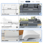 Divano letto futon convertibile 3-in-1, telaio in acciaio, tessuto di lino traspirante, 150 kg