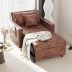 Divano letto futon convertibile 3-in-1, telaio in acciaio, tessuto di lino traspirante, 150 kg