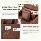 Divano letto futon convertibile 3-in-1, telaio in acciaio, tessuto di lino traspirante, 150 kg